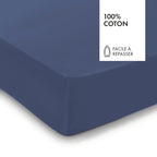 Drap-Housse Satin De Coton - Uni Bleu Foncé