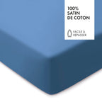 Cotton Sateen Fitted Sheet - Plain Blue