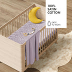 Baby-Betttuch aus Baumwollsatin - Blumen Lavendel