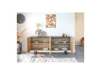 Opera - Low 4-Door Sideboard - Oak Effect and Black Marble Imitation