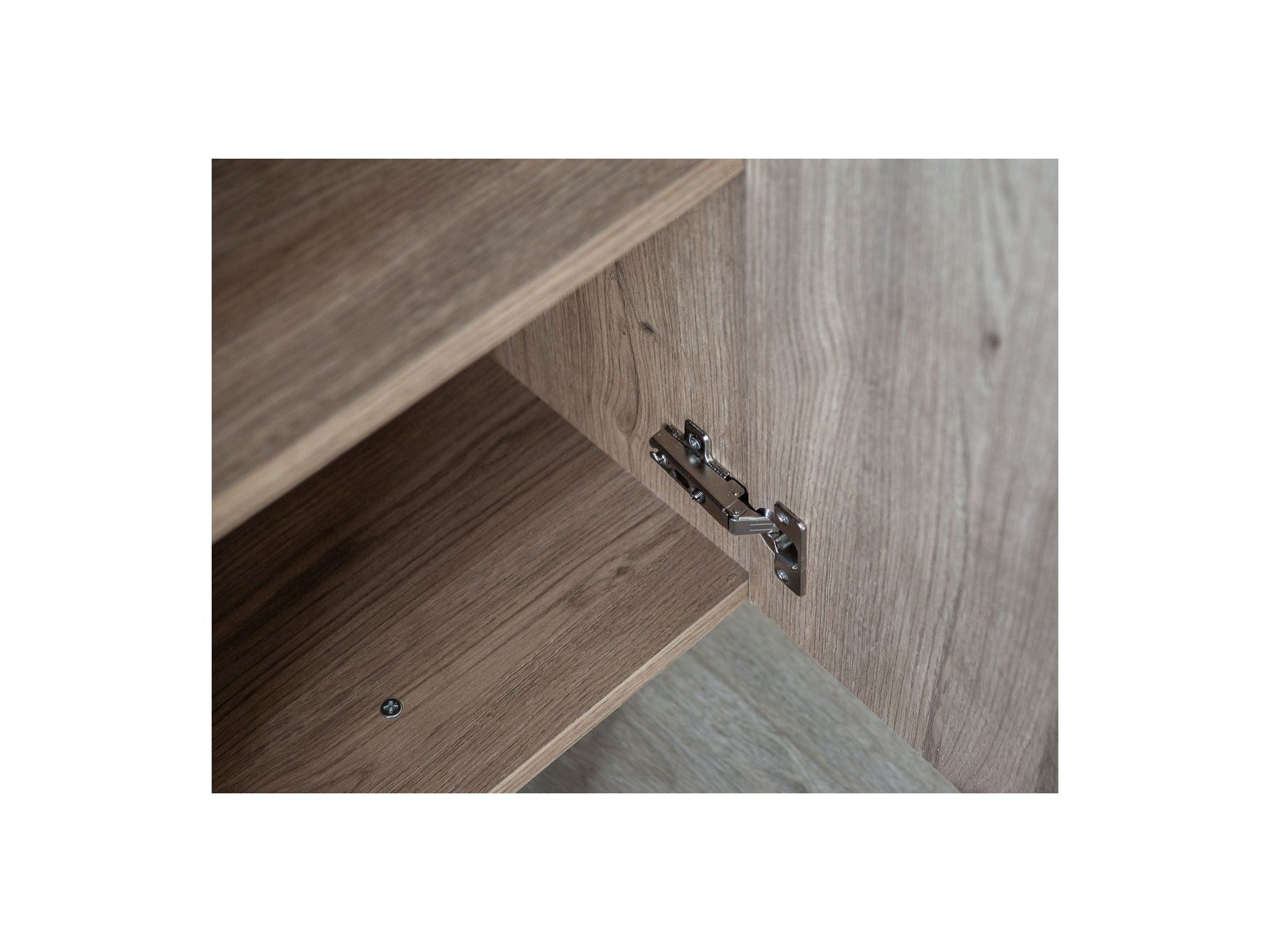Opera - Low 4-Door Sideboard - Oak Effect and Black Marble Imitation