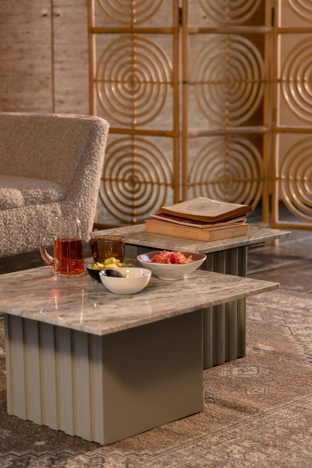 Clayton - Coffee Table - Solid Marble - Green/Beige