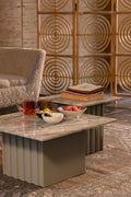 Clayton - Coffee Table - Solid Marble - Green/Beige