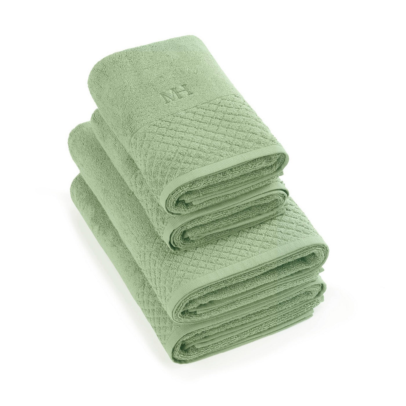 Eden - Set De 2 Serviettes + 2 Draps De Bain - Vert Amande