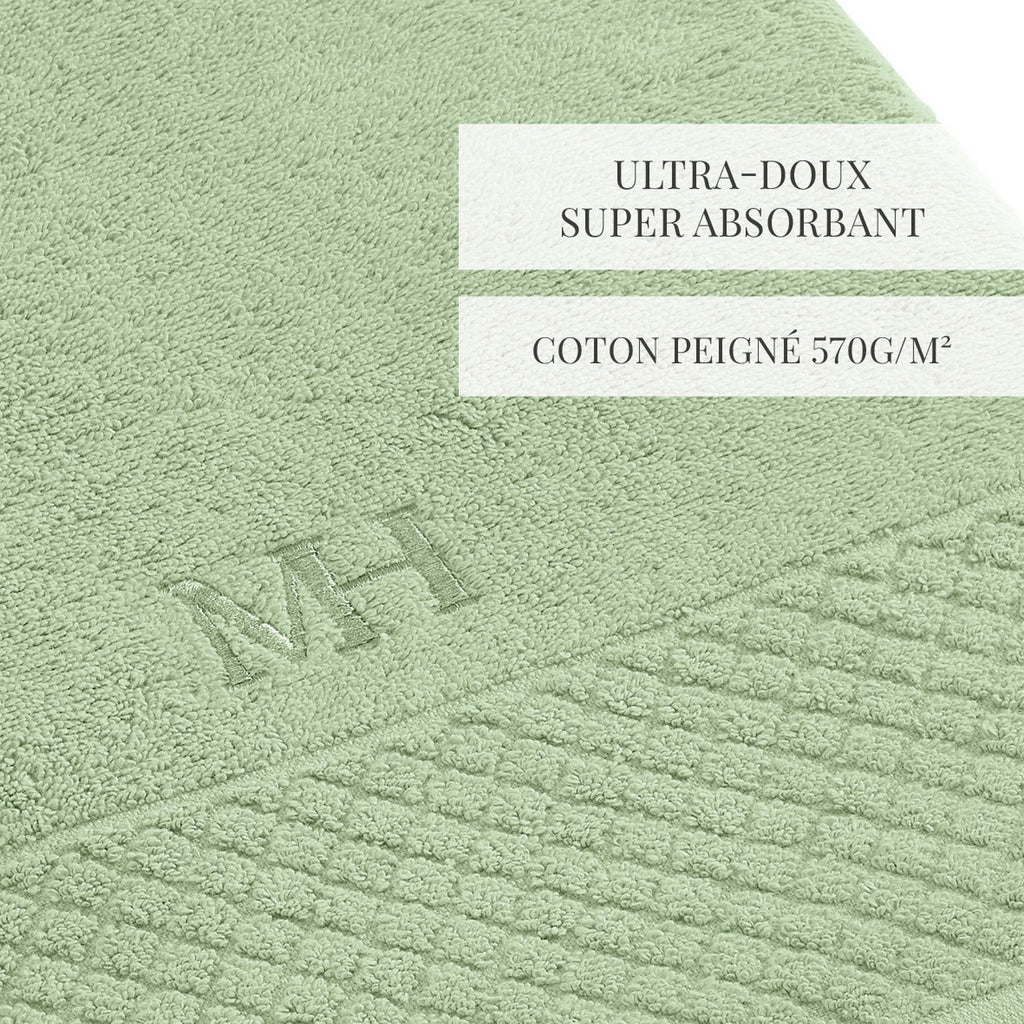 Eden - Set De 2 Serviettes + 2 Draps De Bain - Vert Amande