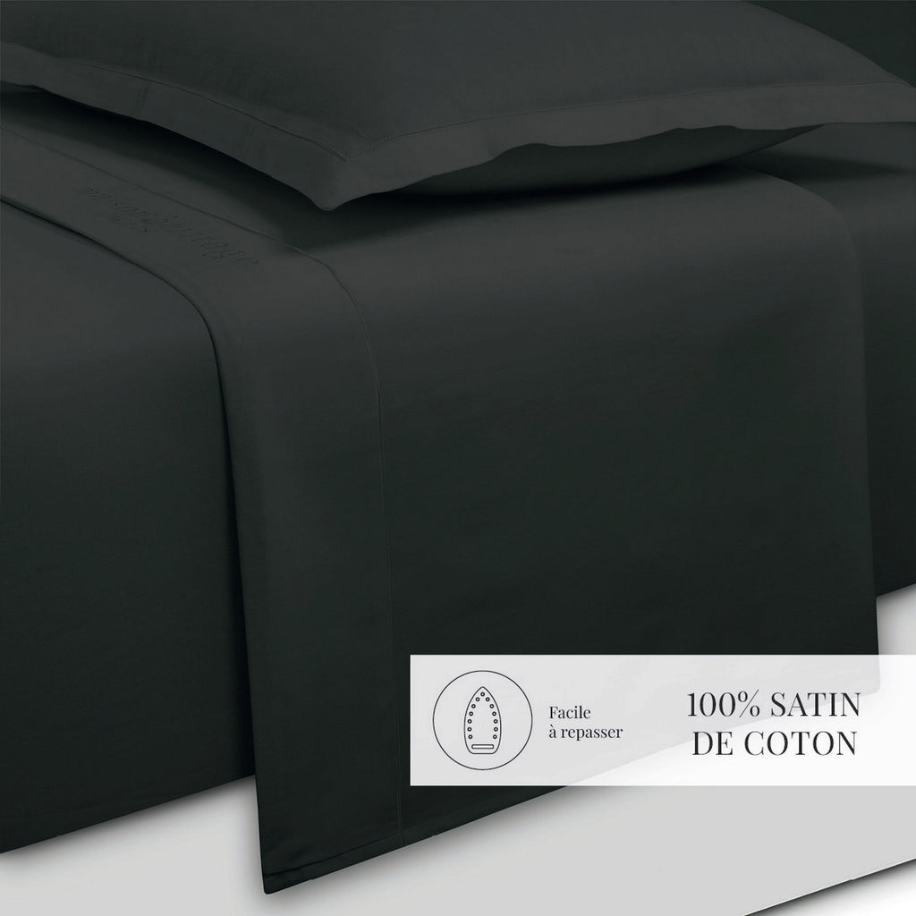 Uni - Ensemble De Draps - Satin De Coton - Gris 03