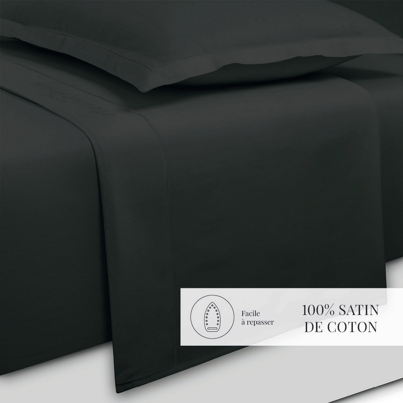 Uni - Ensemble De Draps - Satin De Coton - Gris 03