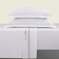 Paris - Ensemble De Draps - Satin De Coton - Taupe / Blanc