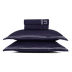 Paris - Ensemble De Draps - Satin De Coton - Blanc / Bleu Foncé