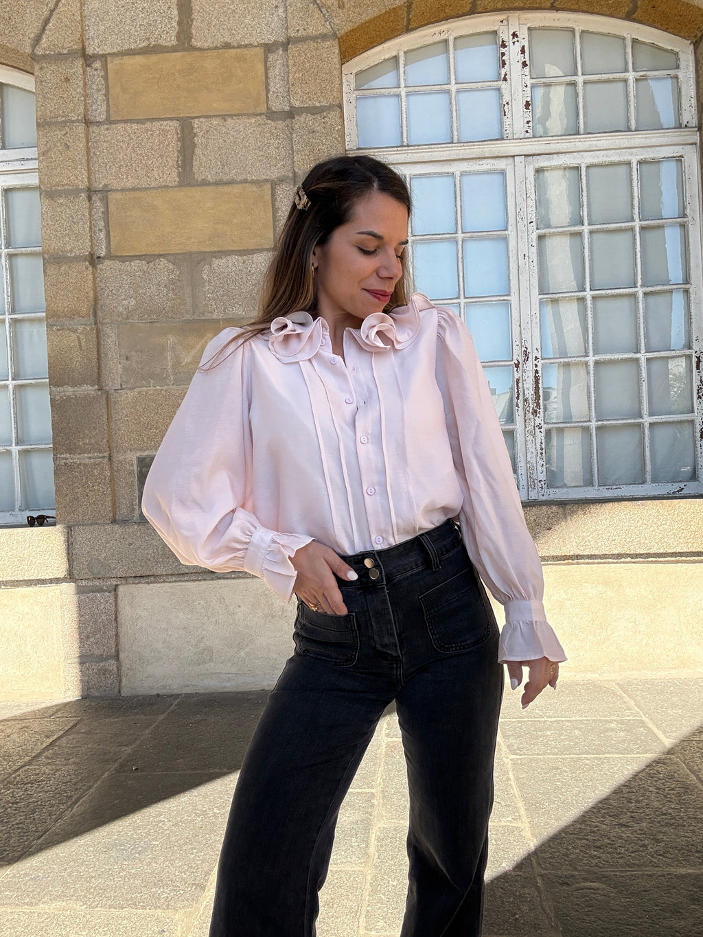 Soft Pink Brown Blouse