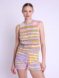 Berenice - Crochet Round Neck Vest Top - Blue-Indigo