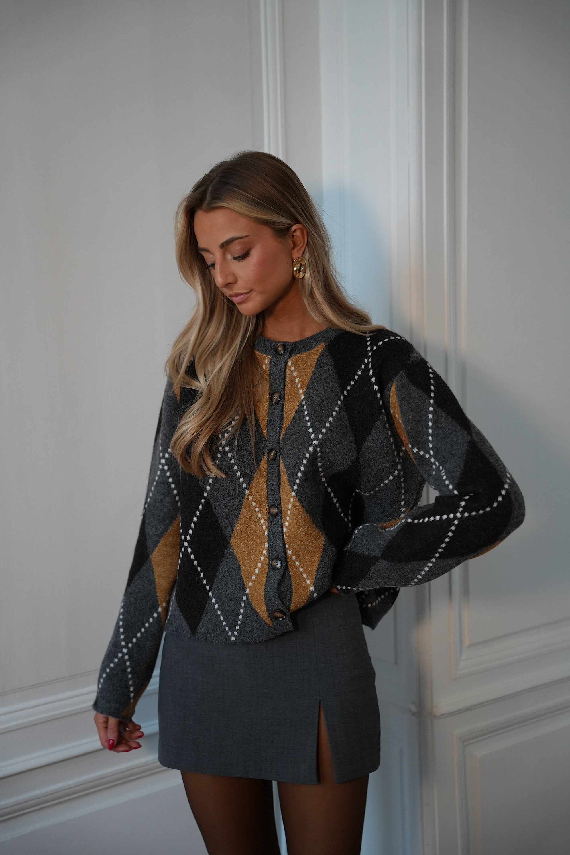 Vita Losanges Cardigan - Dark Grey