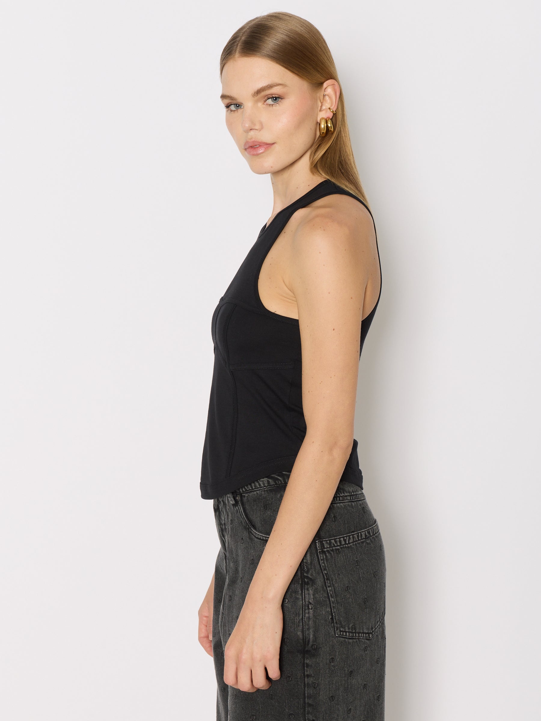 Rd Corset Collar Tank Top - Black