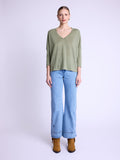 3/4 Sleeve V-Neck Tshirt - Khaki