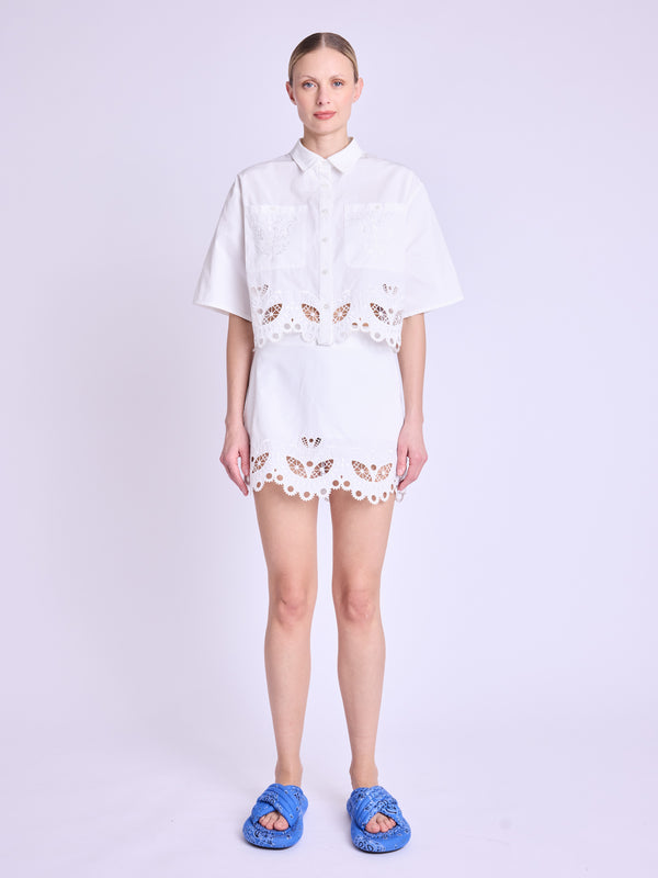 Brode Bottom Short Skirt - White