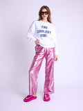 Berenice - Pantalon Droit Rose Metalise - Pink-Metal