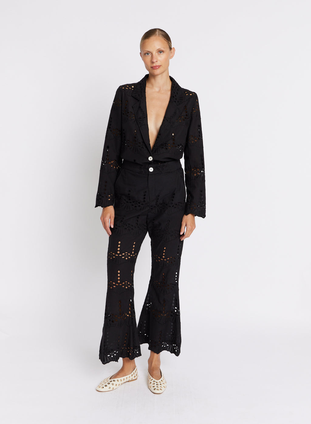 Pantalon Broderie Anglaise - Black