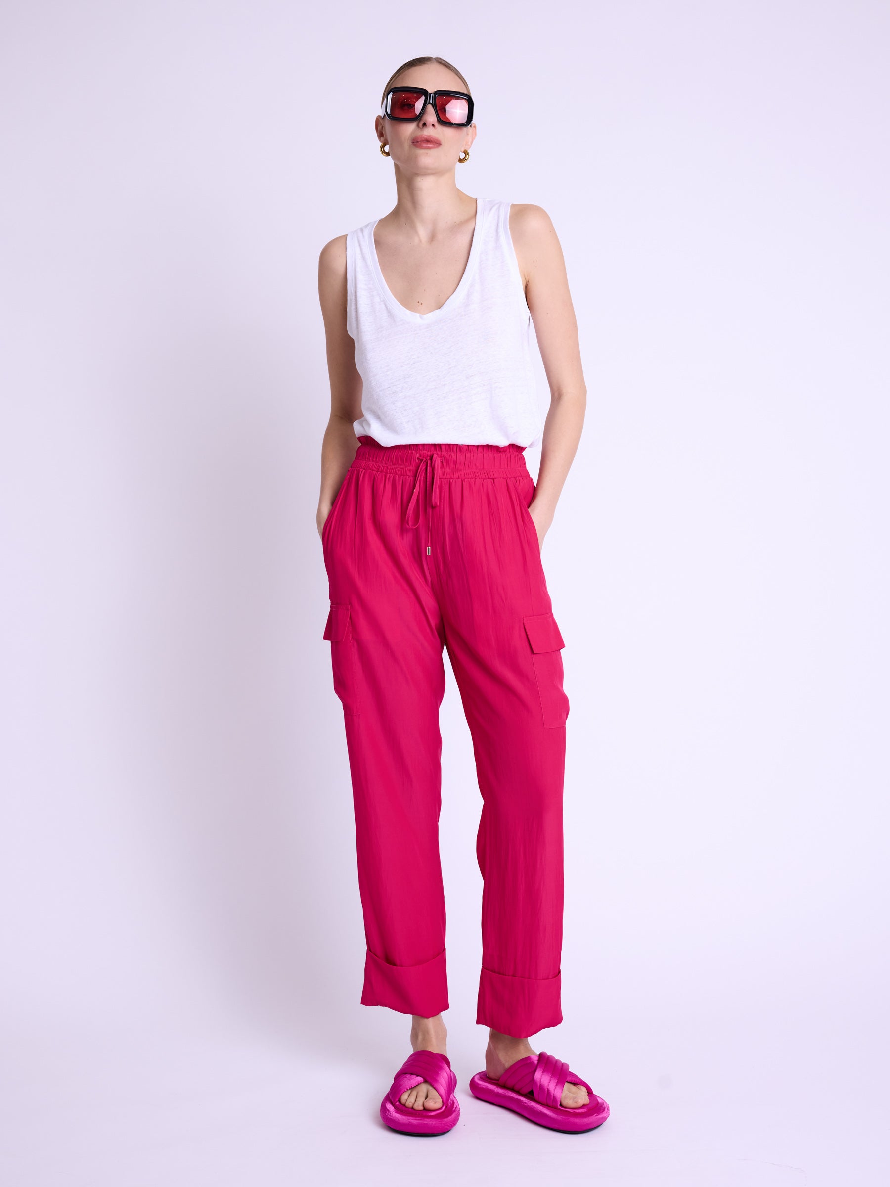 Cargo Style Pants - Fuchsia