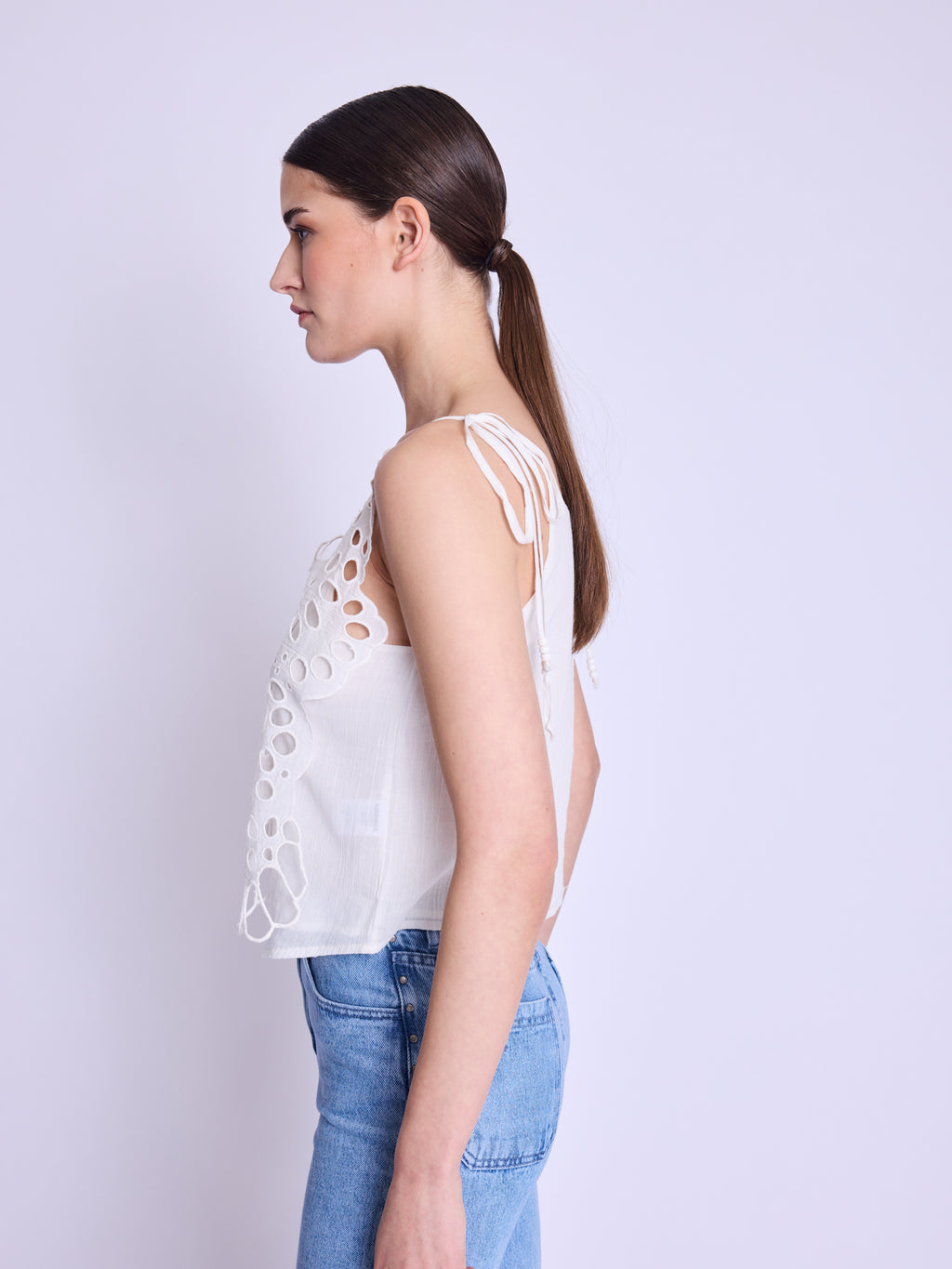 Top Avec Broderie Papillon - Off-White