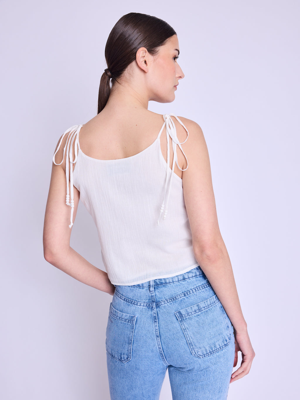 Top Avec Broderie Papillon - Off-White