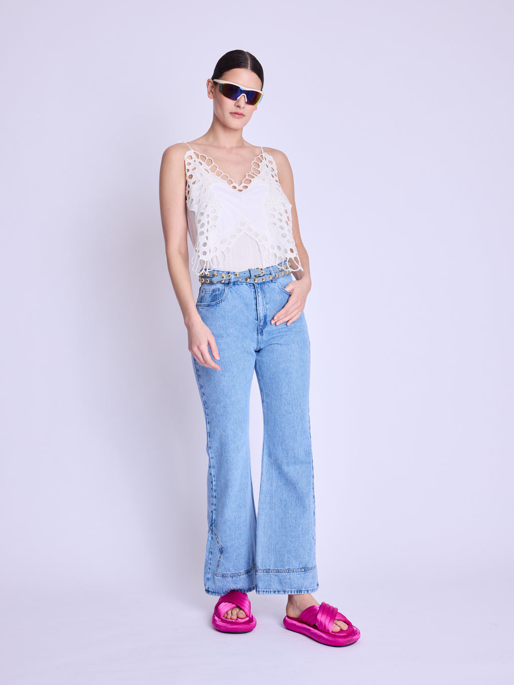Top Avec Broderie Papillon - Off-White