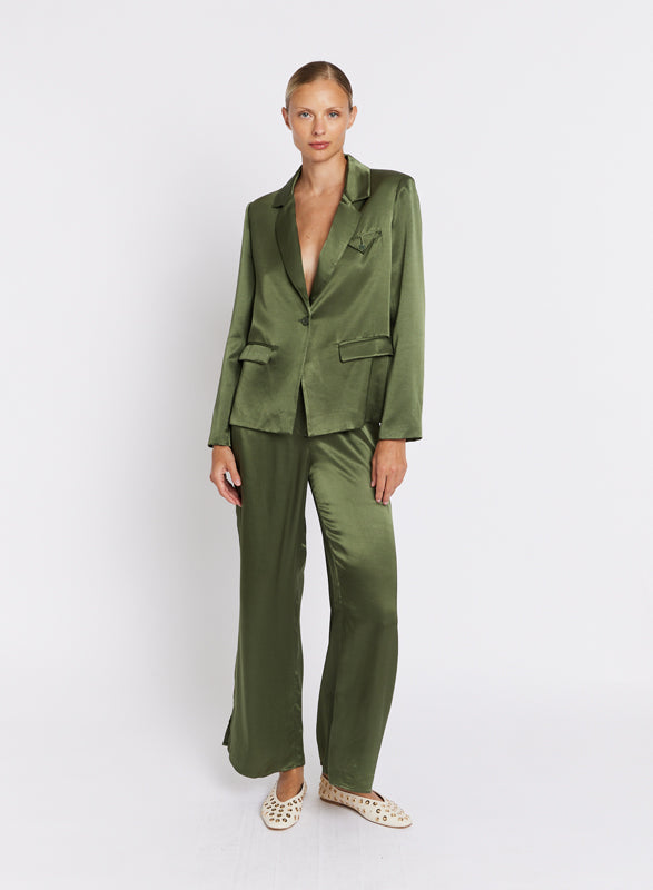 Berenice - Satin Tailored Jacket - Khaki