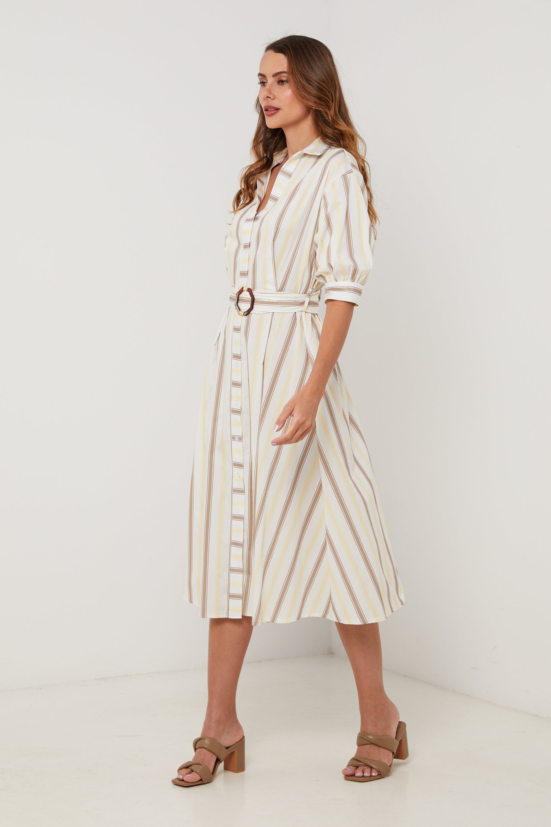 Vestido - Amarillo Blanco - Mujer