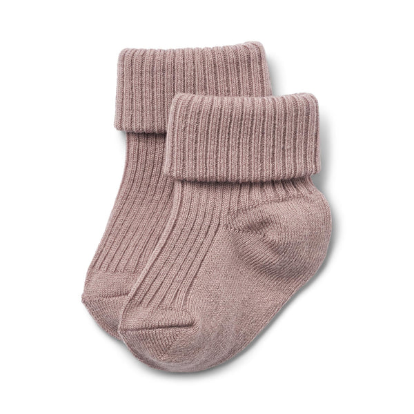 Chaussettes En Laine Côtelée Ziggy - Dry Rose - Bébé