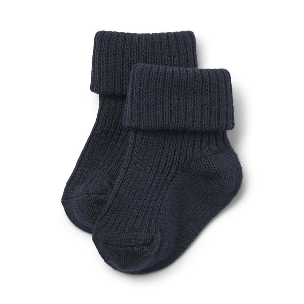 Chaussettes En Laine Côtelée Ziggy - Navy - Bébé