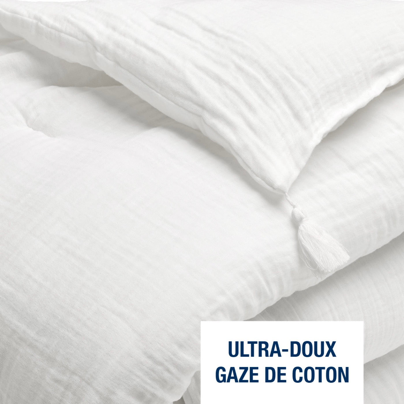 Eiderdown With Tassels Cotton Gauze - Plain - Pure White