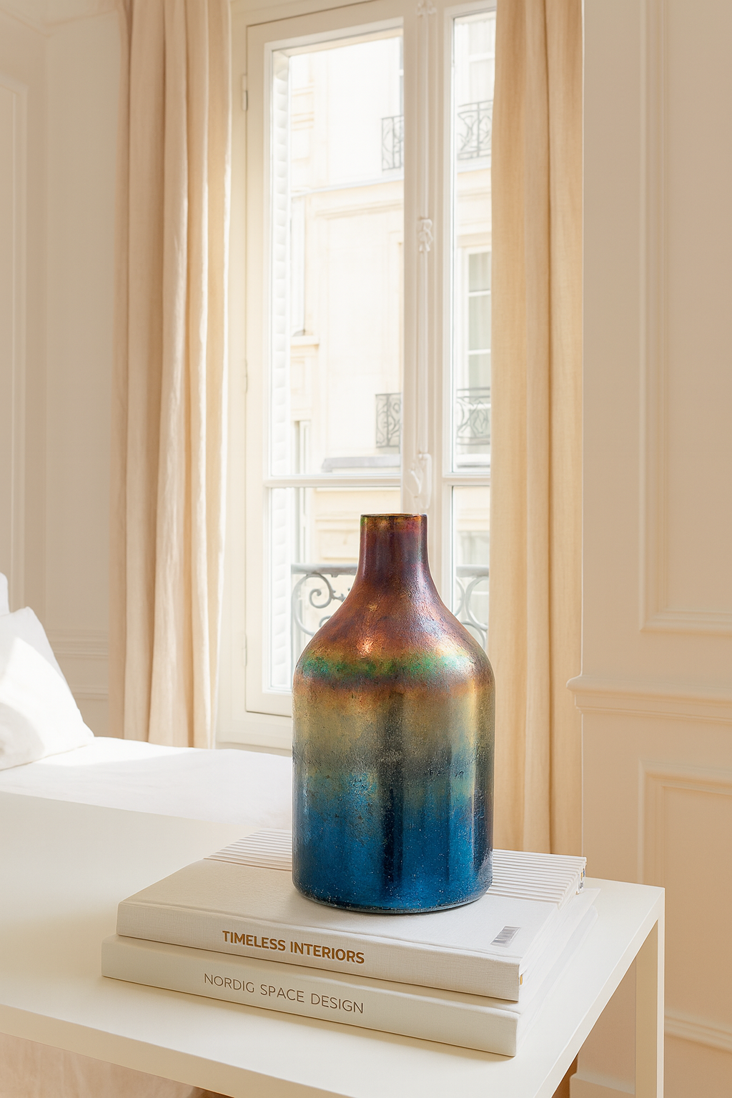 Sunset - Vase Aux Nuances Bleutées Et Rosées - Verre