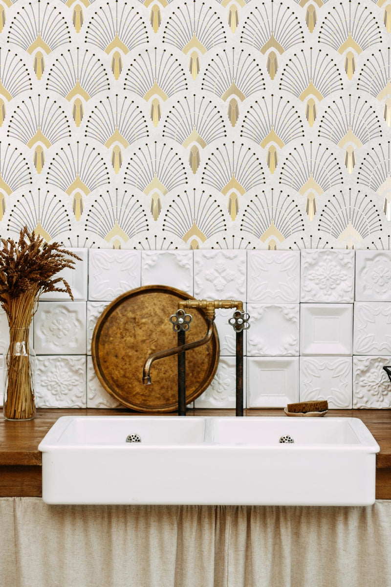 Rollo de Papel Pintado 1925 - Beige Dorado