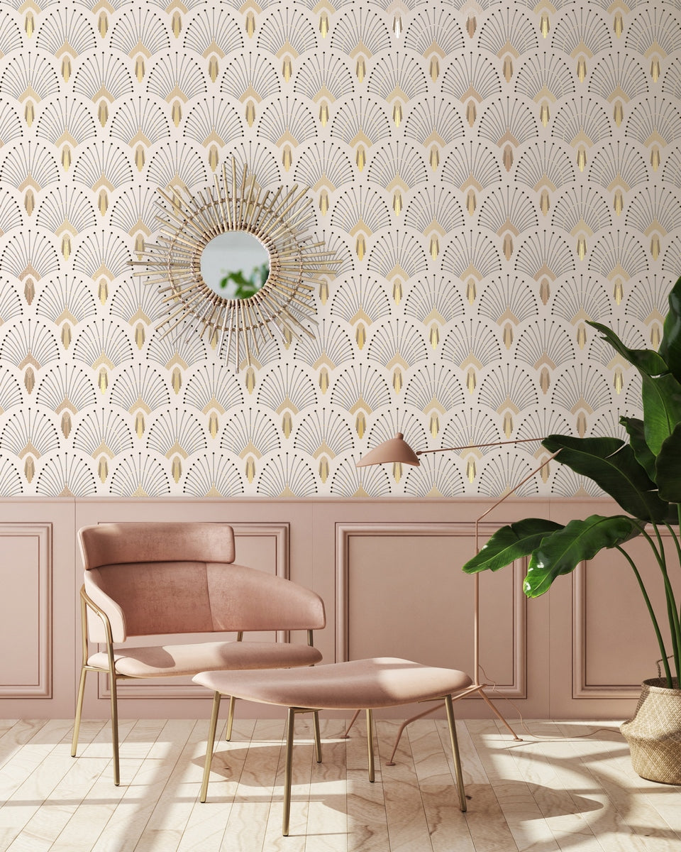 Rollo de Papel Pintado 1925 - Beige Dorado