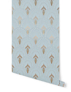 Rollo de Papel Pintado 1925 - Azul Claro Dorado