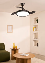 Wind Clear Studio - Ventilateur De Plafond 40W Silencieux Avec Pales Rétractables Et Lumière Led - Noir