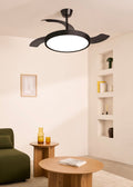 Wind Clear Studio - Ventilador de techo silencioso de 40 W con aspas retráctiles y luz LED - Negro