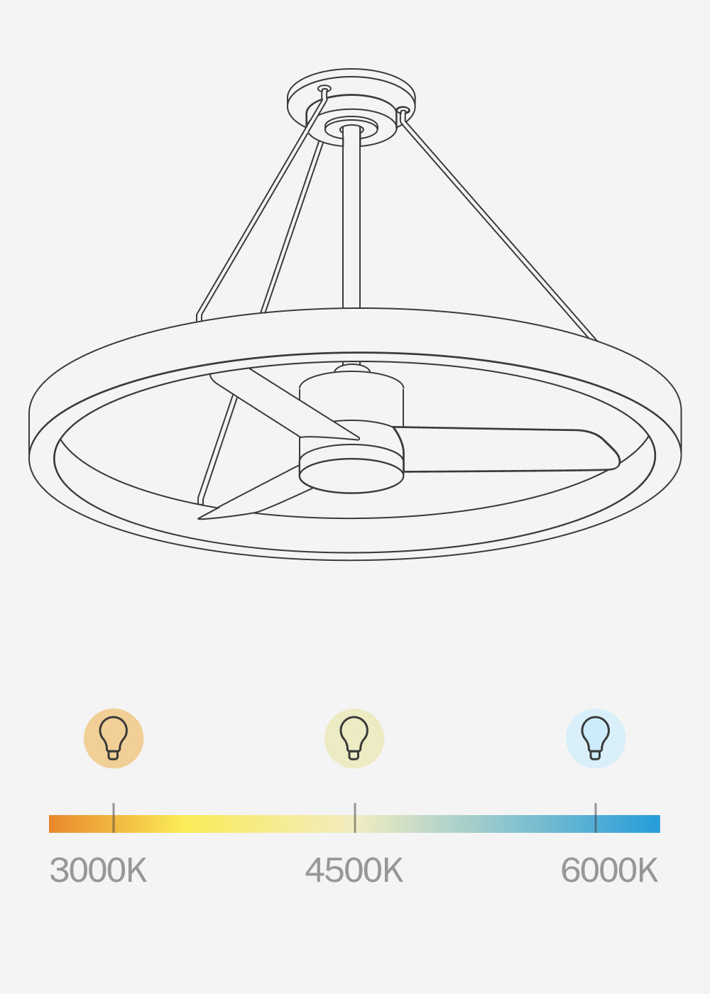 Wind Halo - Ventilador De Techo Silencioso 36W Ø108Cm Con Aro De Luz LED