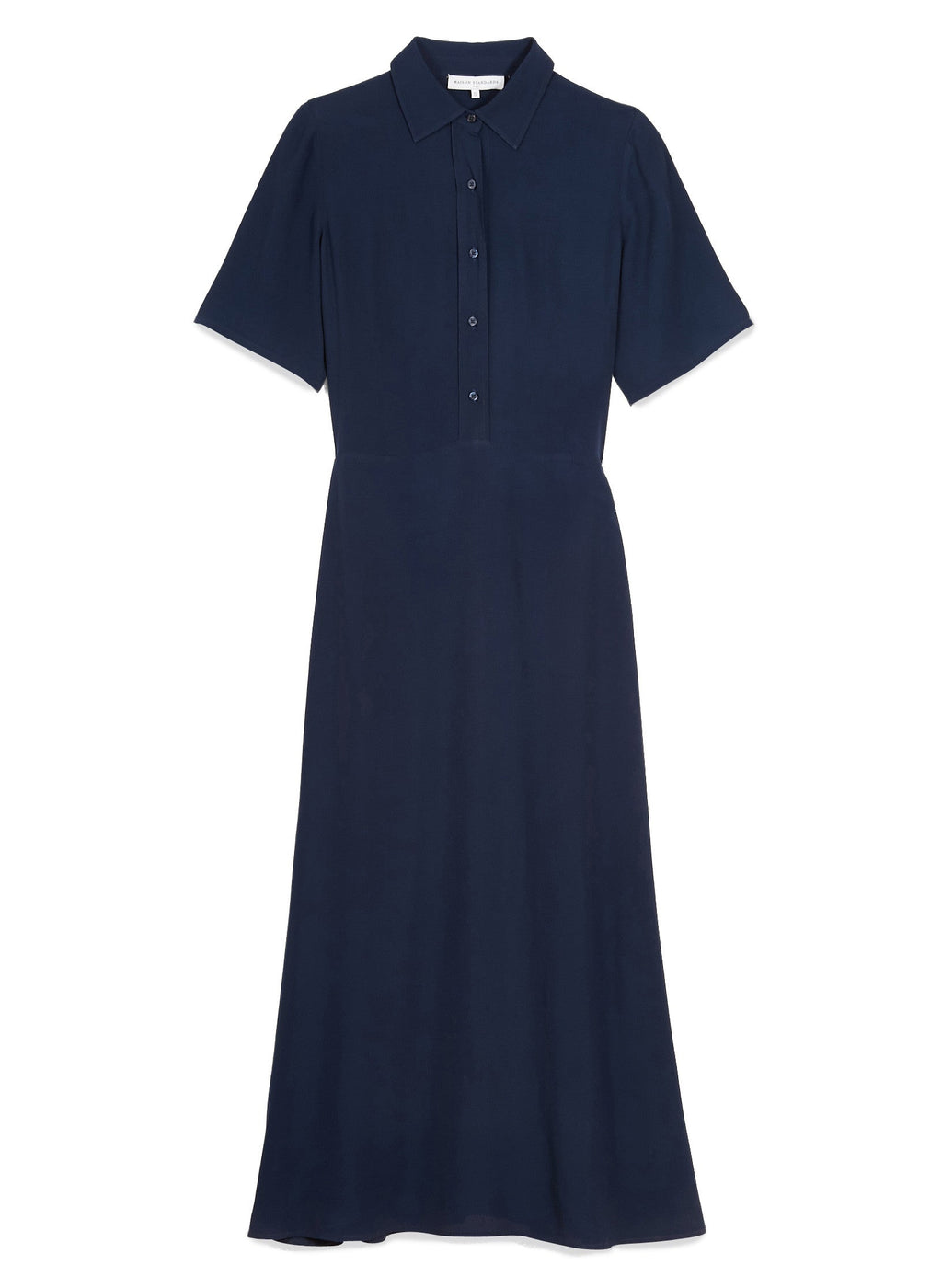 Lange Doorknoopjurk Korte Mouwen - Marineblauw - Dames