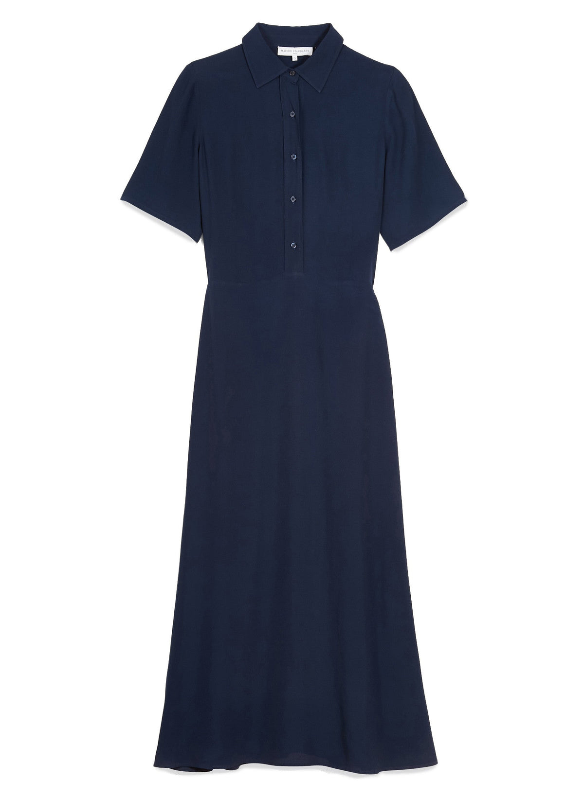 Lange Doorknoopjurk Korte Mouwen - Marineblauw - Dames