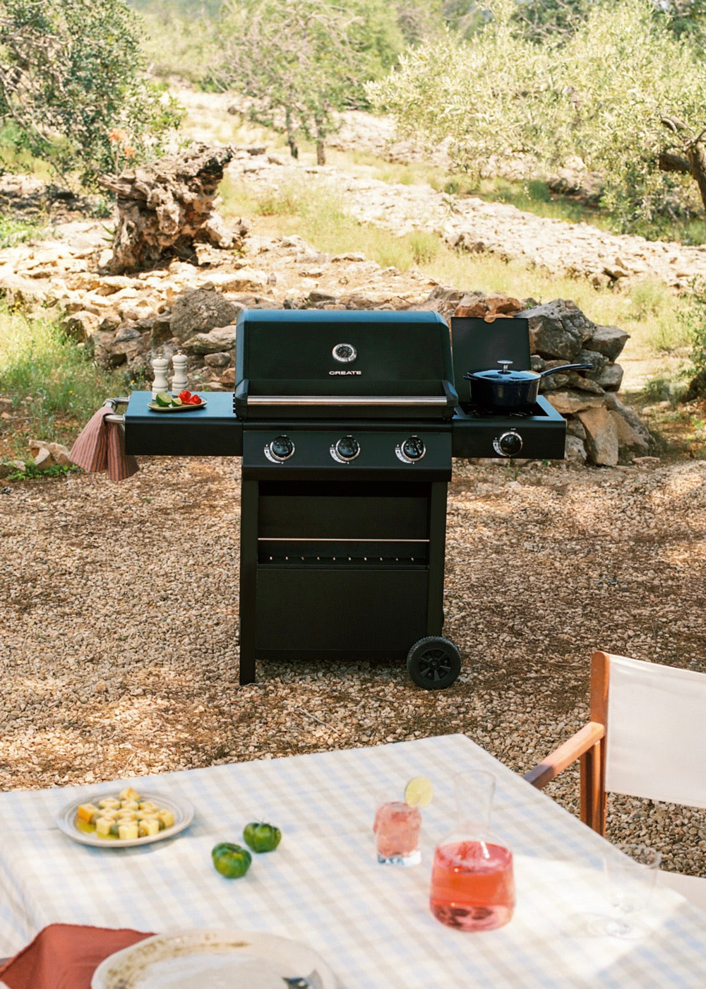 Bbq Gas Burner Pro  - Barbecue À Gaz Avec Brûleur Latéral Et Table D’Appoint - Noir