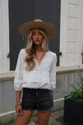 Cathy Embroidered Blouse - White