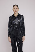 Long Sleeve Printed Shirt - Stripe Burnout Black