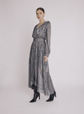 Vestido largo con cintura fruncida - Plata