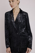 Straight Jacket with Front Pocket - Stripe Burnout Black