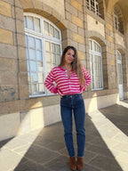 Pink And Red Striped Solela Cardigan