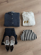 Black And White Lima Striped Clutch