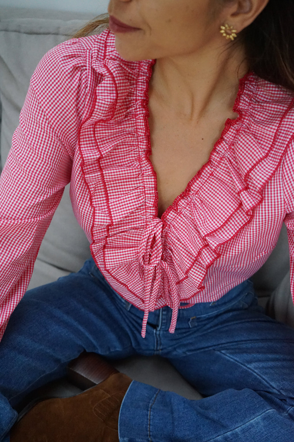 Blusa de cuadros rojos Stella