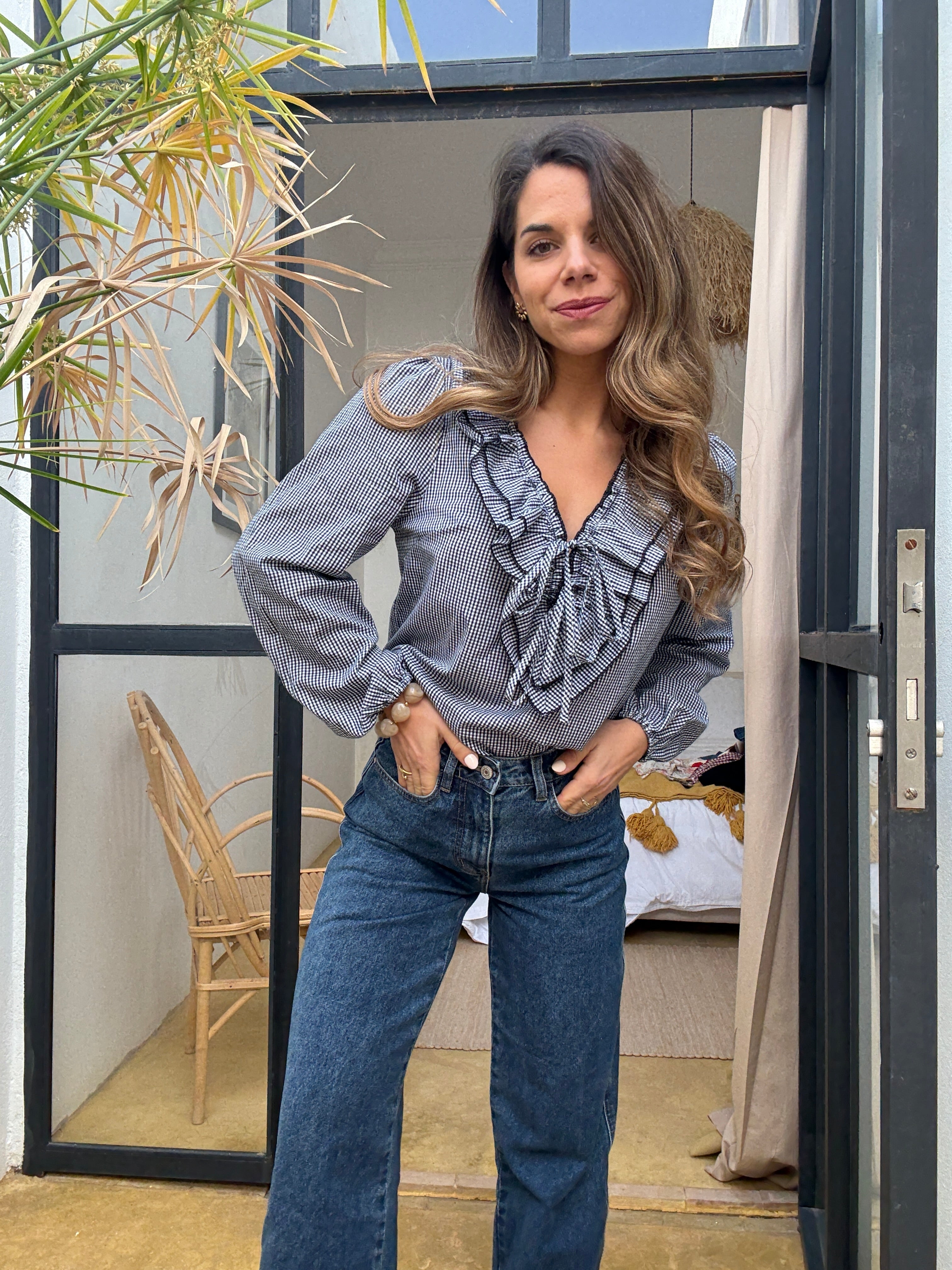 Blusa Stella Vichy Azul Marino
