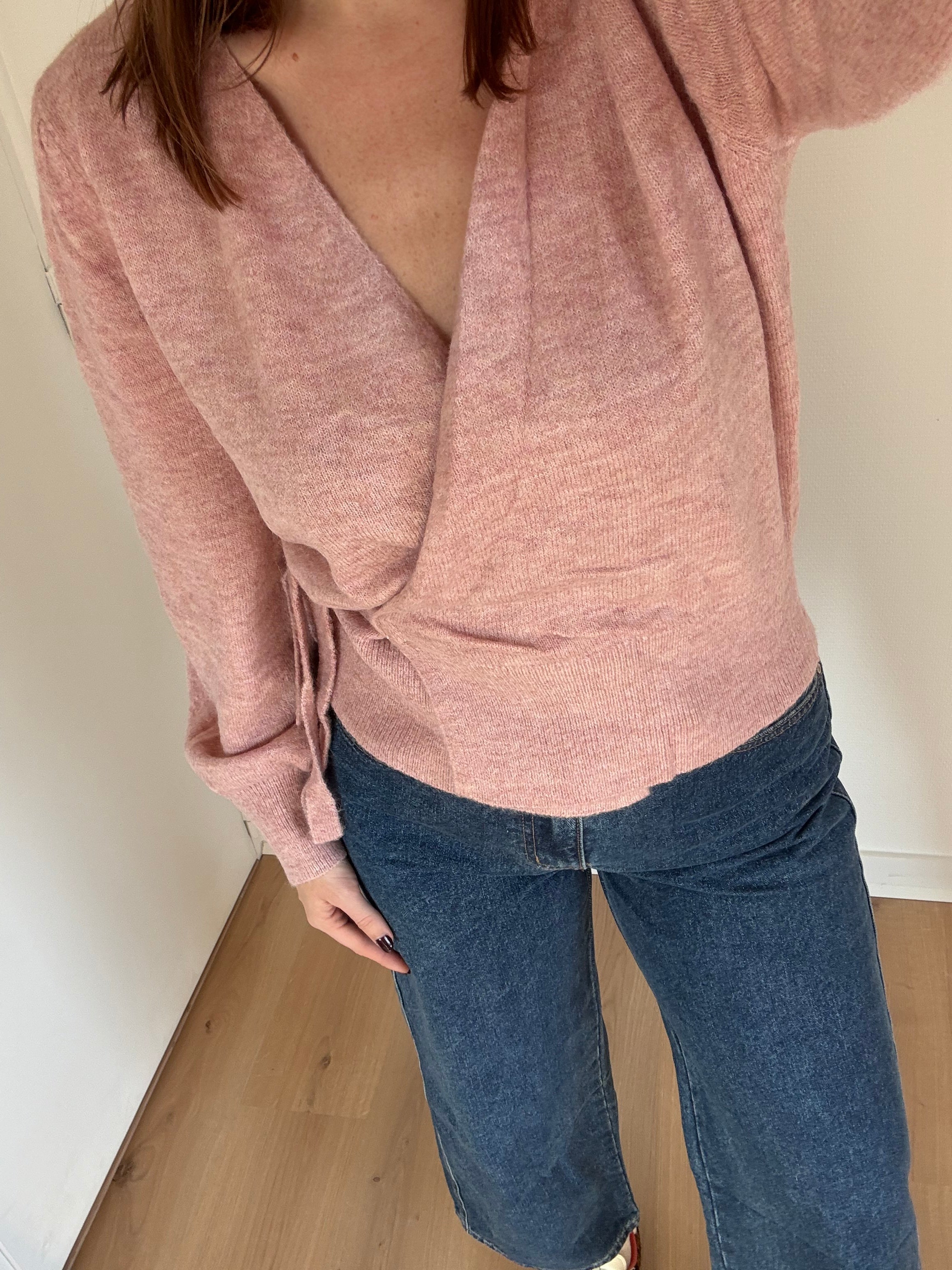 Pia Pink Wool And Mohair Bow Cardigan