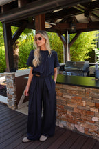 Lois Straight Pants - Navy